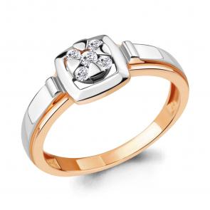 Кольцо из золочёного серебра AQUAMARINE с фианитом А68614А-пк фото