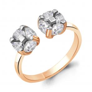 Кольцо из золочёного серебра AQUAMARINE с фианитом А68624А-пк фото