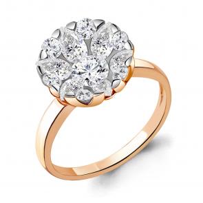 Кольцо из золочёного серебра AQUAMARINE с фианитом А68625А-пк фото