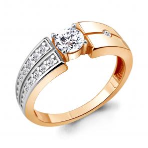 Кольцо из золочёного серебра AQUAMARINE с фианитом А68630А-пк фото