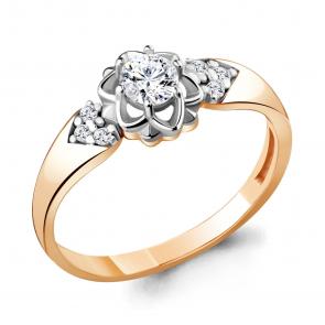 Кольцо из золочёного серебра AQUAMARINE с фианитом А68645А-пк фото