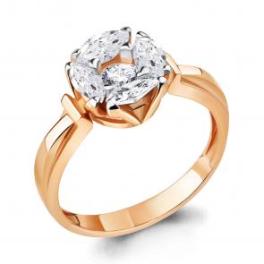 Кольцо из золочёного серебра AQUAMARINE с фианитом А68651-пк фото