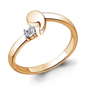 Кольцо из золочёного серебра AQUAMARINE с фианитом А68678А-п фото