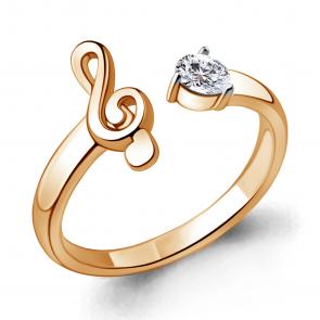 Кольцо из золочёного серебра AQUAMARINE с фианитом А68680А-п фото