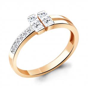 Кольцо из золочёного серебра AQUAMARINE с фианитом А68698А-пк фото