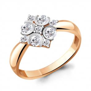 Кольцо из золочёного серебра AQUAMARINE с фианитом А68710А-пк фото