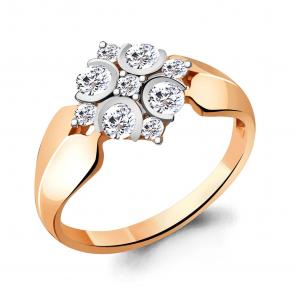 Кольцо из золочёного серебра AQUAMARINE с фианитом А68712А-пк фото