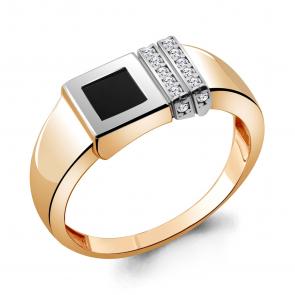 Кольцо из золочёного серебра AQUAMARINE с фианитом А68723АЧ-пк фото