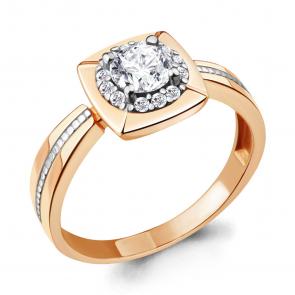 Кольцо из золочёного серебра AQUAMARINE с фианитом А68746А-п фото