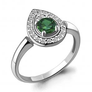 Серебряное кольцо AQUAMARINE с фианитом и гидротермальным изумрудом А68748АГ фото