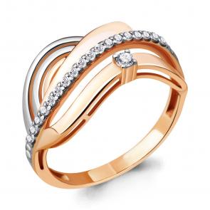 Кольцо из золочёного серебра AQUAMARINE с фианитом А68764А-пк фото