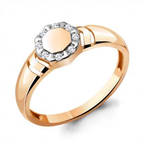 Кольцо из золочёного серебра AQUAMARINE с фианитом А68771А-пк фото