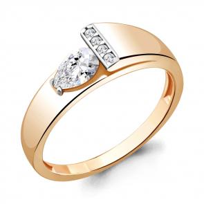 Кольцо из золочёного серебра AQUAMARINE с фианитом А68786А-п фото