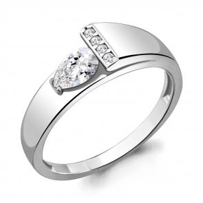 Серебряное кольцо AQUAMARINE с фианитом А68786А фото