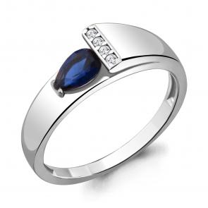 Серебряное кольцо AQUAMARINE с фианитом и гидротермальным сапфиром А68786Б фото