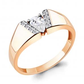 Кольцо из золочёного серебра AQUAMARINE с фианитом А68787А-пк фото