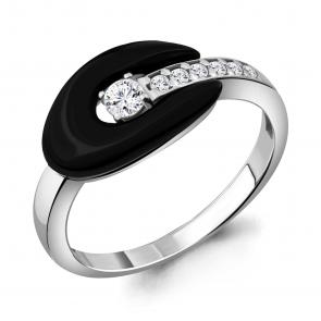 Серебряное кольцо AQUAMARINE с фианитом и керамикой А68800А фото