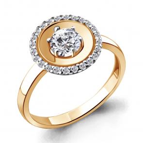 Кольцо из золочёного серебра AQUAMARINE с фианитом А68808А-п фото