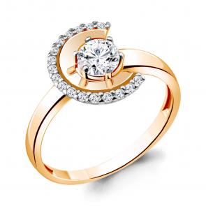 Кольцо из золочёного серебра AQUAMARINE с фианитом А68809А-п фото