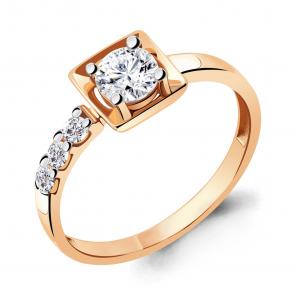 Кольцо из золочёного серебра AQUAMARINE с Swarovski А68816А-пк фото
