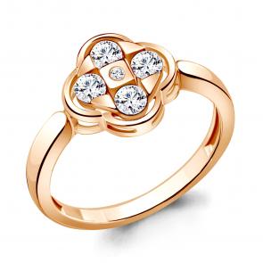 Кольцо из золочёного серебра AQUAMARINE с фианитом А68824А-п фото