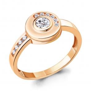 Кольцо из золочёного серебра AQUAMARINE с фианитом А68825А-п фото