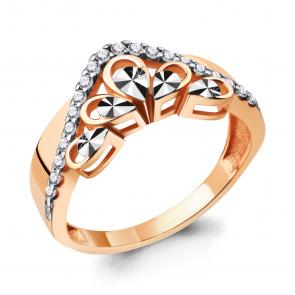 Кольцо из золочёного серебра AQUAMARINE с фианитом А68847А-пк фото