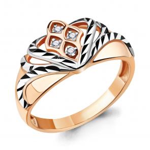 Кольцо из золочёного серебра AQUAMARINE с фианитом А68848А-пк фото