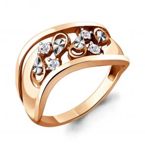 Кольцо из золочёного серебра AQUAMARINE с фианитом А68851А-пк фото