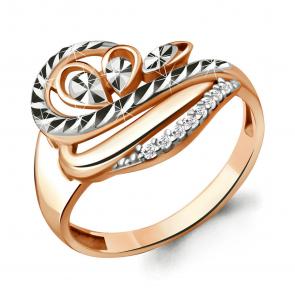 Кольцо из золочёного серебра AQUAMARINE с фианитом А68852А-пк фото