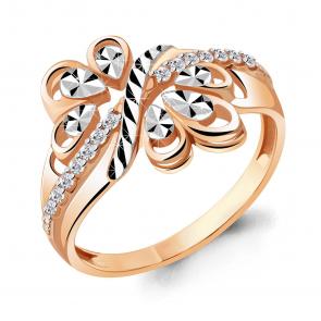 Кольцо из золочёного серебра AQUAMARINE с фианитом А68853А-пк фото