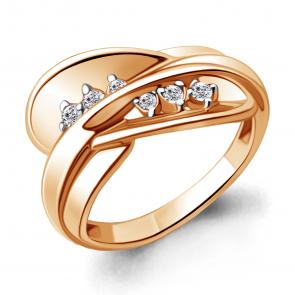 Кольцо из золочёного серебра AQUAMARINE с фианитом А68854А-п фото