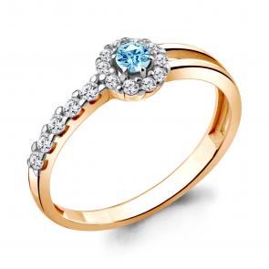 Кольцо из золочёного серебра AQUAMARINE с фианитом и шпинелью А68856АБ-п фото
