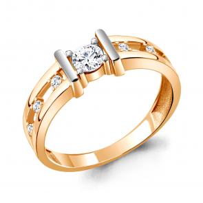 Кольцо из золочёного серебра AQUAMARINE с фианитом А68858А-пк фото