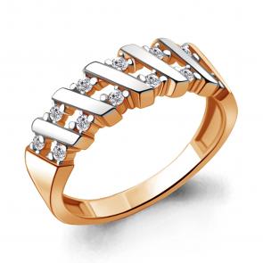 Кольцо из золочёного серебра AQUAMARINE с фианитом А68864А-пк фото