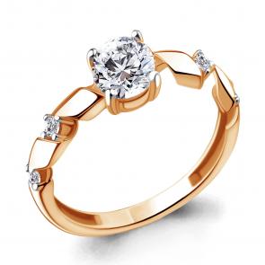 Кольцо из золочёного серебра AQUAMARINE с фианитом А68866А-п фото