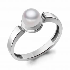 Серебряное кольцо AQUAMARINE с жемчугом А68870 фото