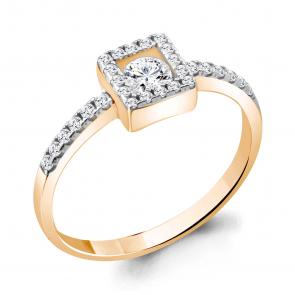 Кольцо из золочёного серебра AQUAMARINE с фианитом А68906А-пк фото