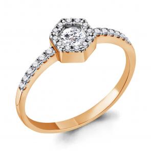 Кольцо из золочёного серебра AQUAMARINE с фианитом А68907А-пк фото