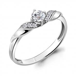 Серебряное кольцо AQUAMARINE с фианитом А68926А фото