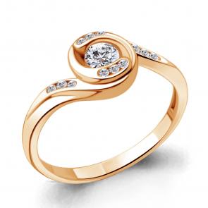 Кольцо из золочёного серебра AQUAMARINE с фианитом А68933А-п фото