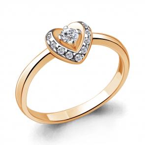 Кольцо из золочёного серебра AQUAMARINE с фианитом А68934А-пк фото