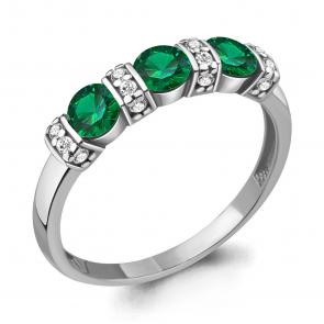 Серебряное кольцо AQUAMARINE с фианитом и гидротермальным изумрудом А68938АГ фото