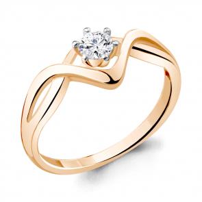 Кольцо из золочёного серебра AQUAMARINE с фианитом А68942А-п фото