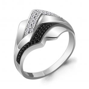 Серебряное кольцо AQUAMARINE с фианитом и ювелирным кристаллом А68945АЧ фото