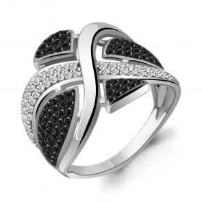 Серебряное кольцо AQUAMARINE с фианитом и ювелирным кристаллом А68953АЧ фото