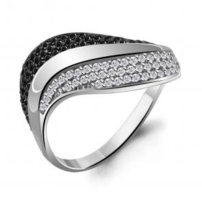 Серебряное кольцо AQUAMARINE с фианитом и ювелирным кристаллом А68955АЧ фото