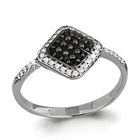 Серебряное кольцо AQUAMARINE с фианитом и ювелирным кристаллом А68961АЧ фото