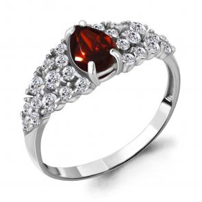 Серебряное кольцо AQUAMARINE с фианитом и гранатом А6900503А фото