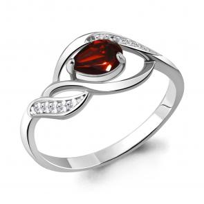 Серебряное кольцо AQUAMARINE с фианитом и гранатом А6901103А фото